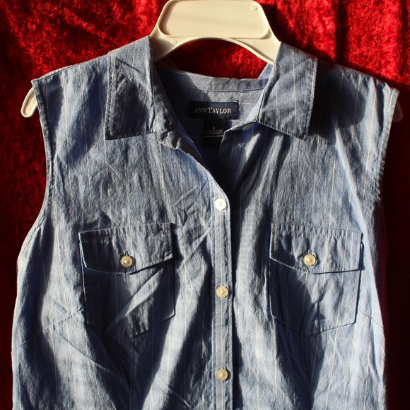 Ann Taylor Blue Dress w/ White Stripes - Picture 3 of 7